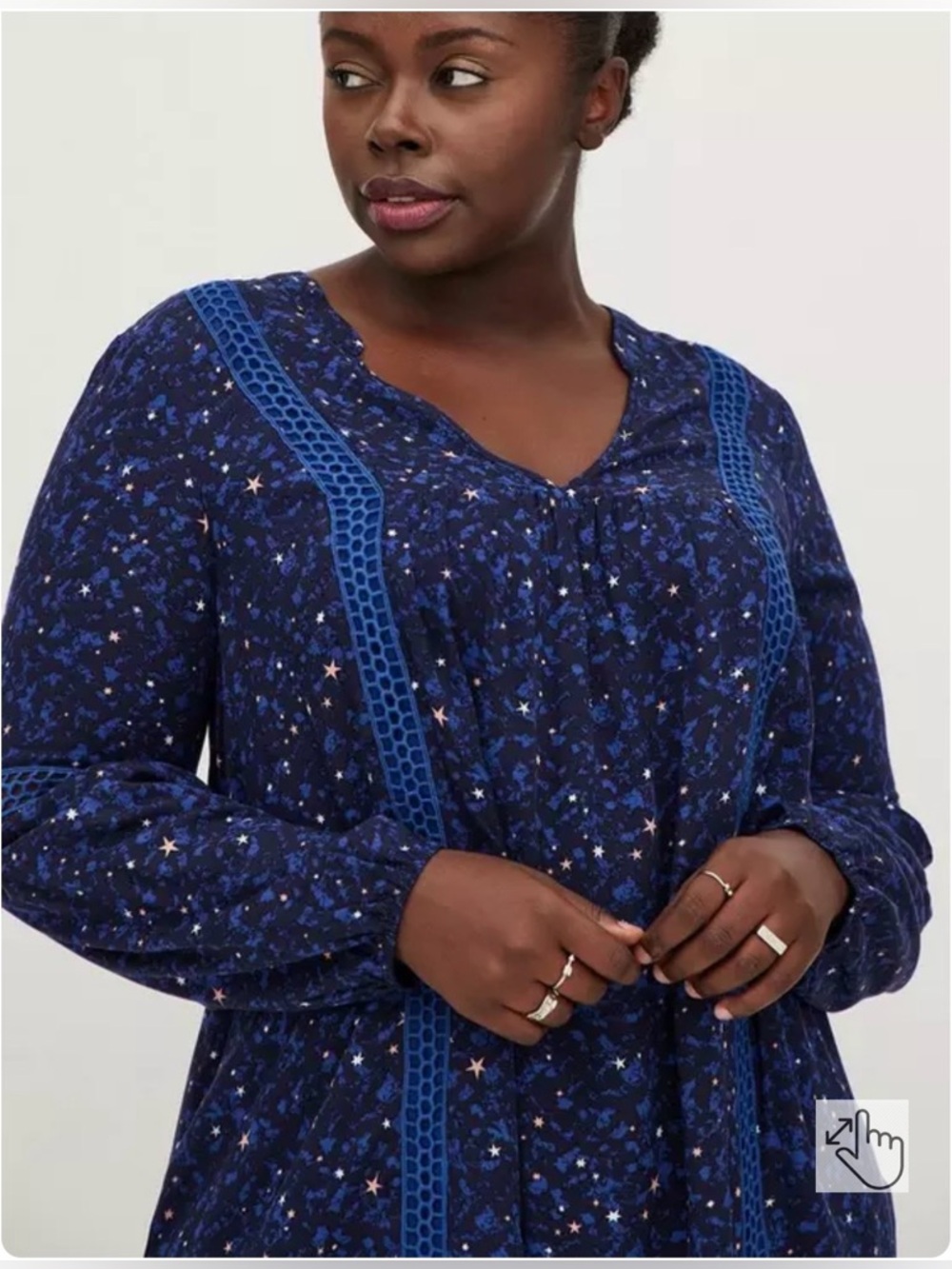 Torrid Twill Woven Lace Trim Tunic Top